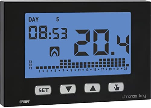 VEMER VE728200 CHRONOS KEY - Cronotermostato Ambiente da Parete, Display LCD, Alimentazione 230V, Nero