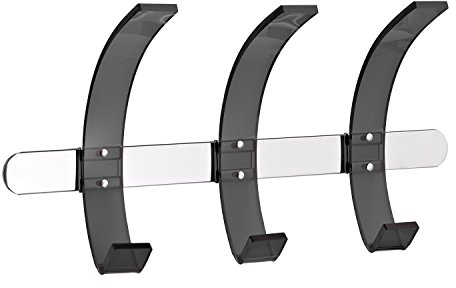 Alco-Albert 2871-11 - Wandgarderobe, transluzente Haken, Metall, Silber/Schwarz, 37 x 9.5 x 20 cm