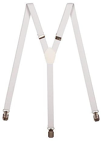 Olata schmale Hosenträger Y Form – längenverstellbare Unisex Hosenträger – 2 cm. Weiß