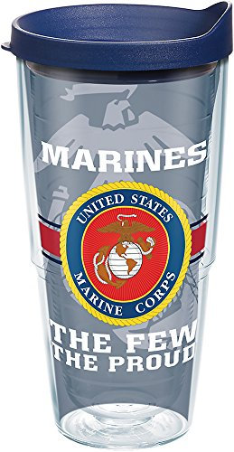 Tervis Marines Pride Gobelet avec Emballage et Couvercle Bleu Marine, 710 ML, Transparent