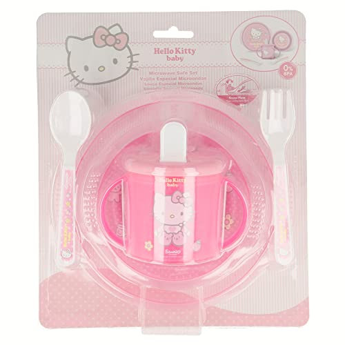 Hello Kitty 5 teiliges Set Micro Easy Baby Trainingsgerät Schale, Tasse und Löffel Baby