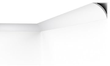 NOËL & MARQUET NE3 PURE NOMASTYL Deckenleiste 2m | Moderne Stuckleiste 82x82mm | Harmonische Hohlkehlleiste Ultraleicht Weiß | Deckenabschluss aus Polystyrol von NMC