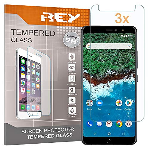 REY 3X Protector de Pantalla para BQ AQUARIS X2 - X2 Pro, Cristal Vidrio Templado Premium