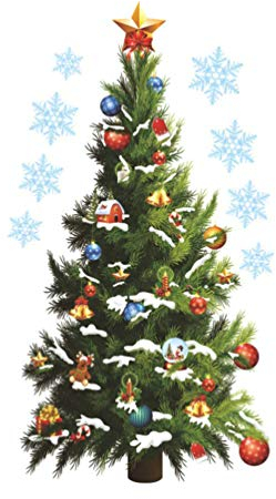 Amosfun weihnachtsfenster aufkleber entfernbarer weihnachtsbaum diy wand fenster tür wandtattoo aufkleber