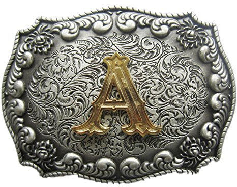 Gürtelschnalle, Vintage-Stil, Buchstabe A, Cowboy, Cowgirl
