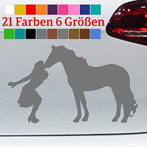 generisch Pferde Kuss Aufkleber Horselove Lieblings Pferd Pony Cowgirl Herz Kuss Sticker in 6 Größen und 21 Farben