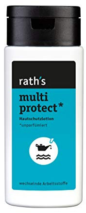 rath's multi protect - 125 ml- unparfümierte Hautschutzlotion - schützt vor Verschmutzung durch Öl, Fett oder wässrigem Schmutz - und unter Handschuhen