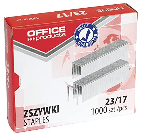 Klammern OFFICE PRODUCTS 23/17 1000pcs / Kleines Bürozubehör/Typ-Metall/Farbe-Silber/Größe:-23/17