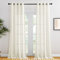 PONY DANCE Leinenoptik Vorhänge Wohnzimmer Gardinen Landhausstil Ösenvorhang 2er Set H 240 x B 132 cm Leinen Vorhang Halbtransparent Balkontür Gardine Hellbeige