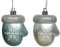 Christbaumschmuck Kunststoff 7cm x 2 Stück Handschuh bruchsicher klassisch türkis blau Silber