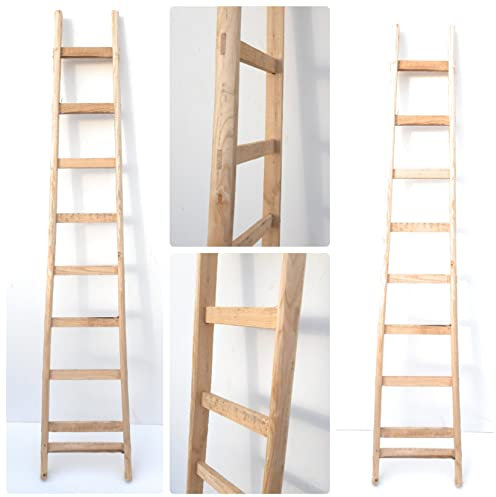 Scala scaletta legno massello a pioli in faggio,per soffitta garage casa (7 pioli cm 150)