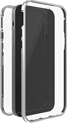 Black Rock - Hülle 360 Grad Glass Case Passend für Apple iPhone 13 I Magnet Verschluss, Durchsichtig, Cover (Transparent mit silbernem Rahmen)