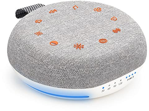 Heavtuen White Noise Machine - Macchina portatile con 40 suoni lenitivi, ricaricabile tramite USB, timer per il sonno e luce notturna, per neonati, bambini e adulti