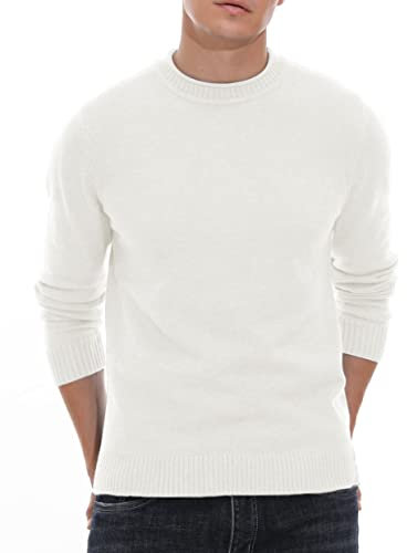 Sailwind Uomo Maglione Girocollo Maglione A Maglia Maniche Lunghe Slim Fit Maglione Leggero Caldo per l'inverno E L'Autunno (Bianco, XL)