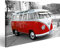 Bild auf Leinwand Roter Bus T1 vor Schwarz Weiß Hintergrund Wandbild Poster Kunstdruck Bilder 80x40cm