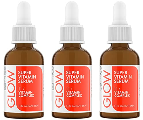 Catrice Glow Super Vitamin Serum, Gesichtsserum, Weiss, Anti-Aging, feuchtigkeitsspendend, glättend, mit Vitaminen, vegan, ohne Parfüm, ohne Alkohol, ohne Parabene, 3er Pack (3x30ml)