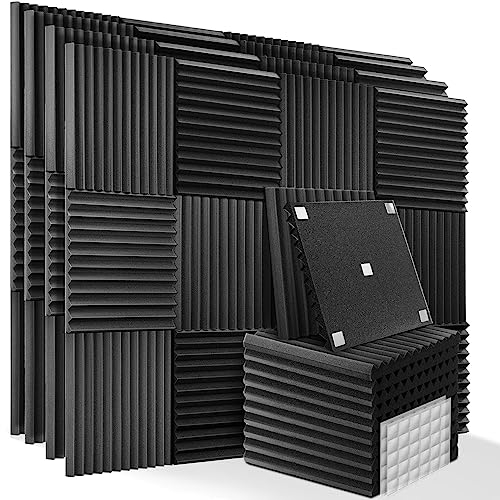 Akustikschaumstoff mit Aufkleber, 60 Stück Schallschutzmatte für Gaming Deko, Podcasts, Tonstudio, Büros, Akkustikschaumstoffmatten, 2,5x30x30cm, 5,4㎡