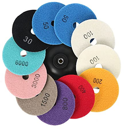 TRENTSNOOK Papier de Verre 12 pcs 4 / 100mm Diamant Pad Disque DE BÉTON DE BÉTON DE BÉTONIE MOUILLAGE for Diamant Outil Tool Papier Papier