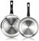MAGEFESA Essencial Inox - Set de Sartenes Plateadas de 24 + 28cm, Acero Inoxidable, Sin Recubrimiento ni Antiadherente, Ecológicas, Inducción