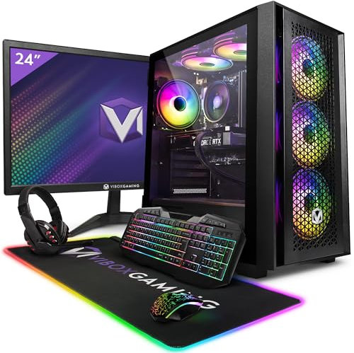 Vibox V-102 Gaming PC - 24 Monitor Bundle - AMD Ryzen 5 4500 Processor - Nvidia RTX 4060 OC 8GB Graphics Card - 16GB RAM - 480GB SSD - Windows 11 - WiFi