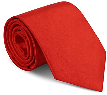 URAQT Herren Krawatten, Elegant Satin Krawatte 8 cm für Herren, Klassische Hochzeit Krawatte für Büro oder Festliche Veranstaltunge(Groß Rot)