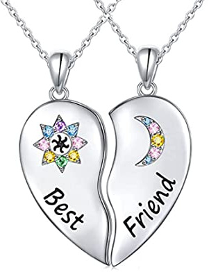SURALIN 2PCS Ketten BFF Halskette Freundschaftskette für 2 beste Freunde Ketten für 2 Bester Freund Geschenk（best friend）