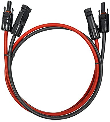 Cavo di collegamento professionale (6 mm²/4 mm²), linee rosse e nere, cavo solare con spina solare montata su entrambi i lati