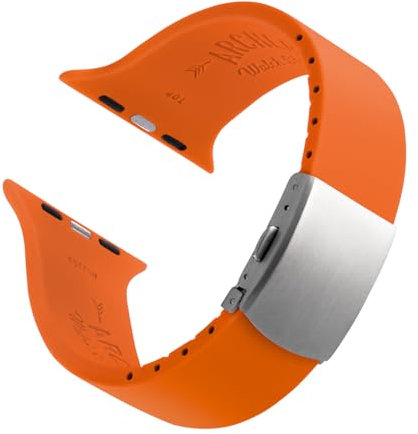 Archer Watch Straps - Cinturini Su Misura in Silicone per Apple Watch (Arancione Portland, Chiusura Argento, 40/41/42mm)