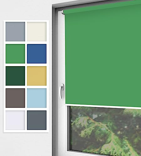 Home-Vision® Rollo Klemmfix, ohne Bohren, Fensterrollo mit Seitenzug, einfache Montage ohne Werkzeug, Moderne Fensterdeko(Nebbia Grün, B45cm x H150cm)