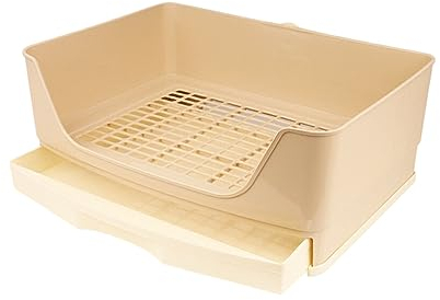 WUUISDNX Le bac à litière pour Lapin avec tiroir, Durable et Durable, Assure Un Environnement Propre pour Les Toilettes d'angle en Plastique pour Animaux de Compagnie, Beige