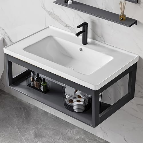 YNAYGDIUGD Vasca da Bagno Rettangolare Lavabo Bagno,con Mensole E Troppopieno Sospeso Lavandino Pieno Piccolo con 1 Ciotola Lavandino Singolo (Size : 58 * 36cm)