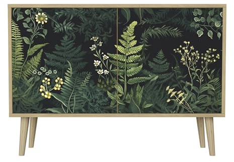 HEALANCY Komodenschrank - Kommode mit 2 Türen- Flurkommode- Schrank - Highboard - Kleiderschrank Möbel - Wohnzimmer Schlafzimmer Esszimmer Flur - Sideboard- Riva-Eiche