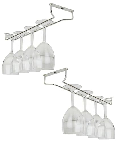 2er Set Gläserschiene | 1-Reihe Gläserregal Wandmontage - 34,5x11,3x5,8cm Barschiene - Sektglashalter | Weinglashalter Deckenmontage | Weinglashalterung | Gläserhalter für Zuhause, Bar, Café