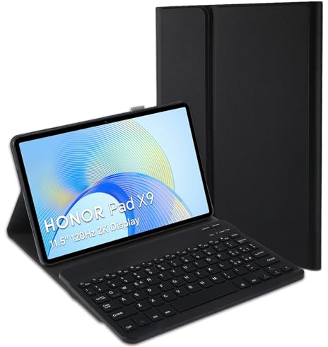 Jeloyutek Tastaturabdeckung für Honor Pad X9, italienisches Layout, abnehmbare Bluetooth-Tastatur und Schutzhülle für Honor Pad X9, Schwarz
