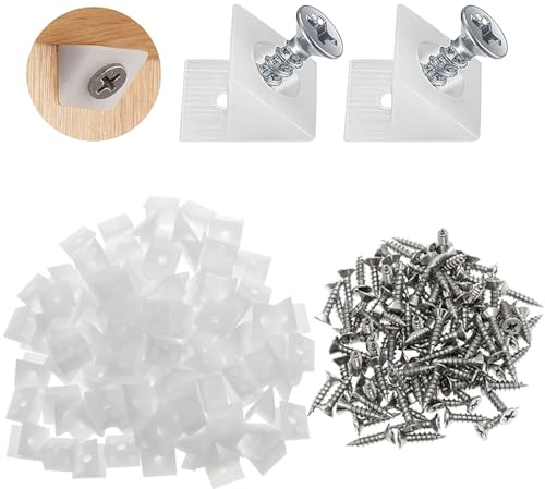 Support Mur Arrière Avec Vis,Connecteurs D'angle Pour Armoires,120 Pcs Renfort Tiroir Equerre,Cales Pour Meubles Pour Fonds de Tiroirs,Supports Tiroir Arrières En Plastique,Renfort Tiroir Connecteur