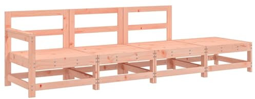 vidaXL Garten Lounge Set 4-TLG., Gartenmöbel Set mit Holzrahmen, Sitzgruppe für Garten Terrasse Balkon, Modular Sofa Garnitur Loungemöbel, Massivholz Douglasie