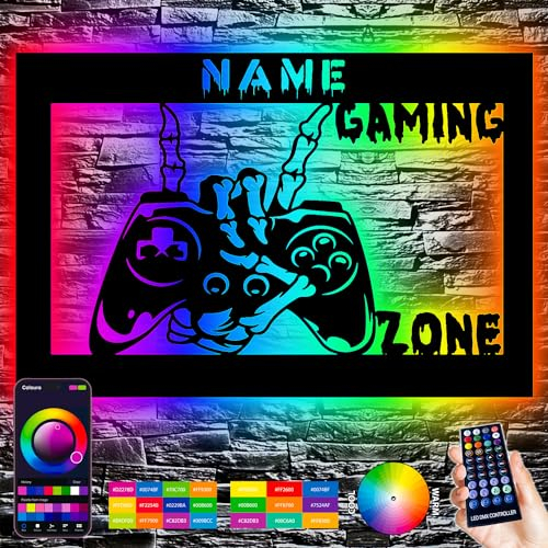 LEON FOLIEN Gaming Zone - RGB Led Deko Wand Lampe - Geschenke für Jungen Männer Jungs Frauen Gamer - für Videospiel Fans - Schlafzimmer, Wohnzimmer, Zockerbude - Bedienung über die App