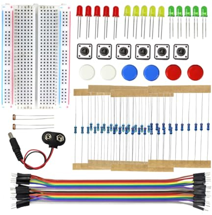 Electronic Components Kit, 400 Hole Breadboard Starter LED Cable Resistor Photoresistor Set for Arduino DIY Maker