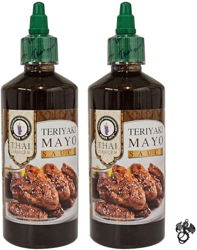 Esnado 2x 450 ml Teriyaki Mayo Sauce | Tailändische Küche, ideal für Fleisch, BBQ und Gemüse (nicht scharf) + Drachenanhänger