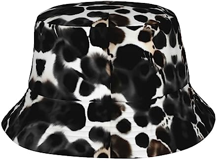 XVBCDFG Cowgirl-Stiefel-Hut in Bauernhöfen, bedruckt, unisex, trendig, leicht, Outdoor, heißer Spaß, Sommer, Strand, Urlaub, Ausflüge, Kuhfell-Aufdruck, One size