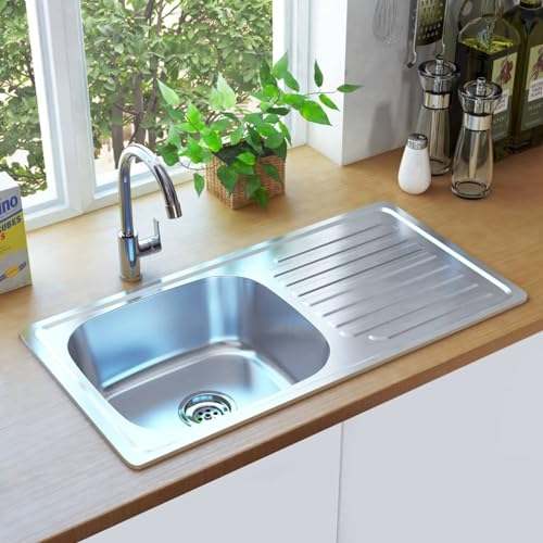 Rantry Kitchen Sink with Strainer and Trap Stainless Steel, Kitchen Sink Large Bowl, Kitchen Basin for Utility Rooms Kitchens Bars Pubs 3062 Kitchen & Utility Sinks