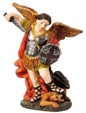 DRW Figur St. Michael aus Kunstharz, handbemalt, 8 cm