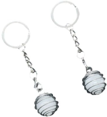 Schlichter Schlüsselanhänger aus Naturstein, runder Kristallanhänger, Amethyst, Rosenquarz, Schlüsselanhänger, geeignet als Autotaschen-Dekoration, Unisex, 1 Stück, 1 Stück, klarer Kristall,