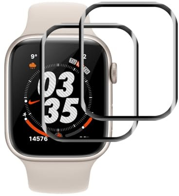 REROXE 2 Stück für Panzerglas für Apple Watch Series 9/8/7 45mm Schutzfolie, Stoßfänger Ultrabeständig Displayschutzfolie für Apple Watch 8 45mm, HD-Klar Kristallklar Folie für iWatch 45mm