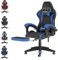 bigzzia Gaming Stuhl mit Fußstütze - Gamer Stühle Ergonomisch mit Lendenkissen + Kopfstütze Gaming Chair Höhenverstellbar Computerstuhl für Erwachsene Mädchen Junge (Blau)