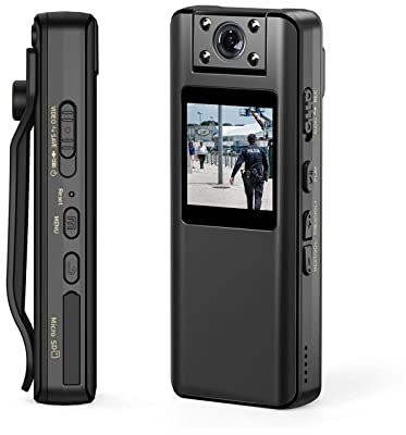 DIGNIFE Action Camera, A22 1080P Full HD Night Vision Mini Body Camera With LCD Screen Small Camcorder Bike Police Cam Sports DV(With 128GB TF Card)