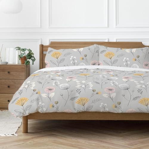 Copenhagen Home Olia Duvet Cover Set Scandi Floral Silver (Single)