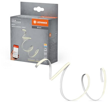 LEDVANCE SMART WIFI COB Strips dekorative COB-Streifen mit weißem; regulierbarem Licht und homogenem Lichteffekt; dimmbar; TW; gelb; Silikon; 3 m; Leuchtmittel nicht austauschbar