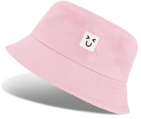 Vancavoo Fischerhüte Damen Bucket Hat Baumwolle Sonnenhut Reversibel Fischerhut Faltbarer Anglerhut für Frauen und Herren,56-58cm,A-Rosa