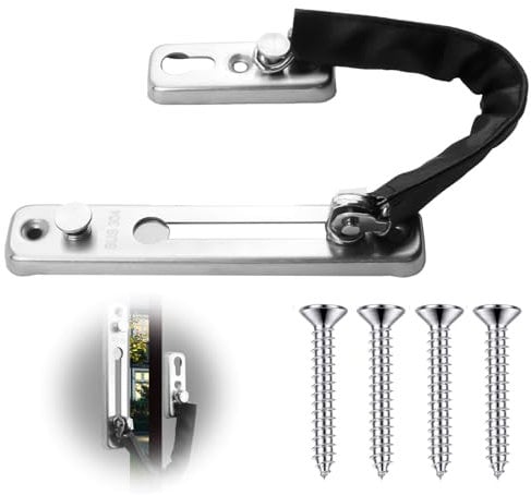 Safety Door Chain Lock, Heavy Duty Latch Stainless Steel Sliding Bolt Guard Chain Locks with PU Protective Cover Anti-Theft Chain for Inside Door Home Hotel Travel Children Pet Security